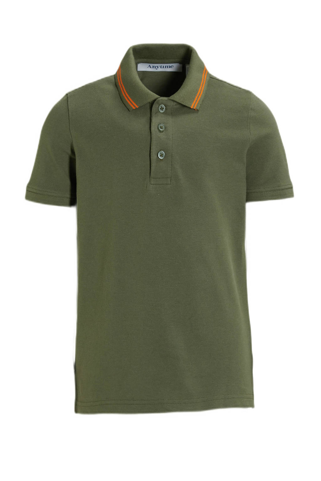 anytime piqué polo khaki/oranje