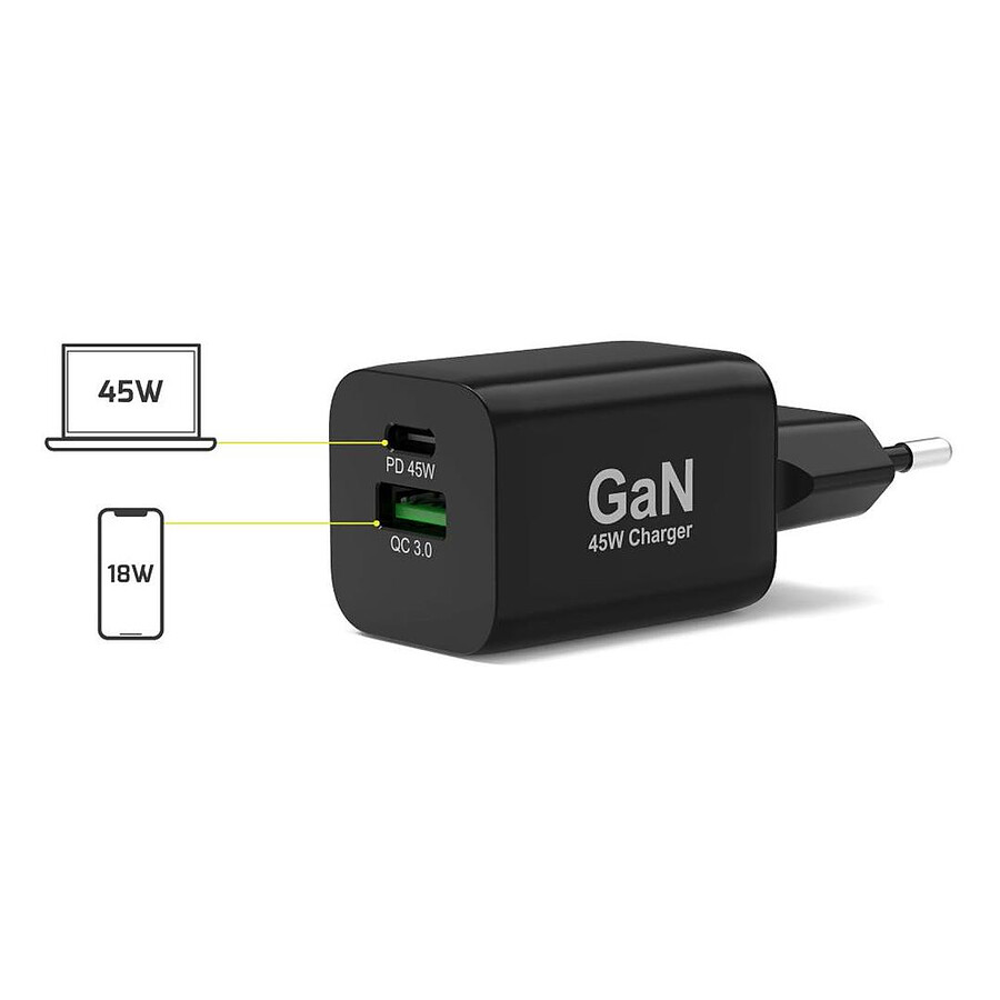 PORT Connect Chargeur Secteur Combo 45W