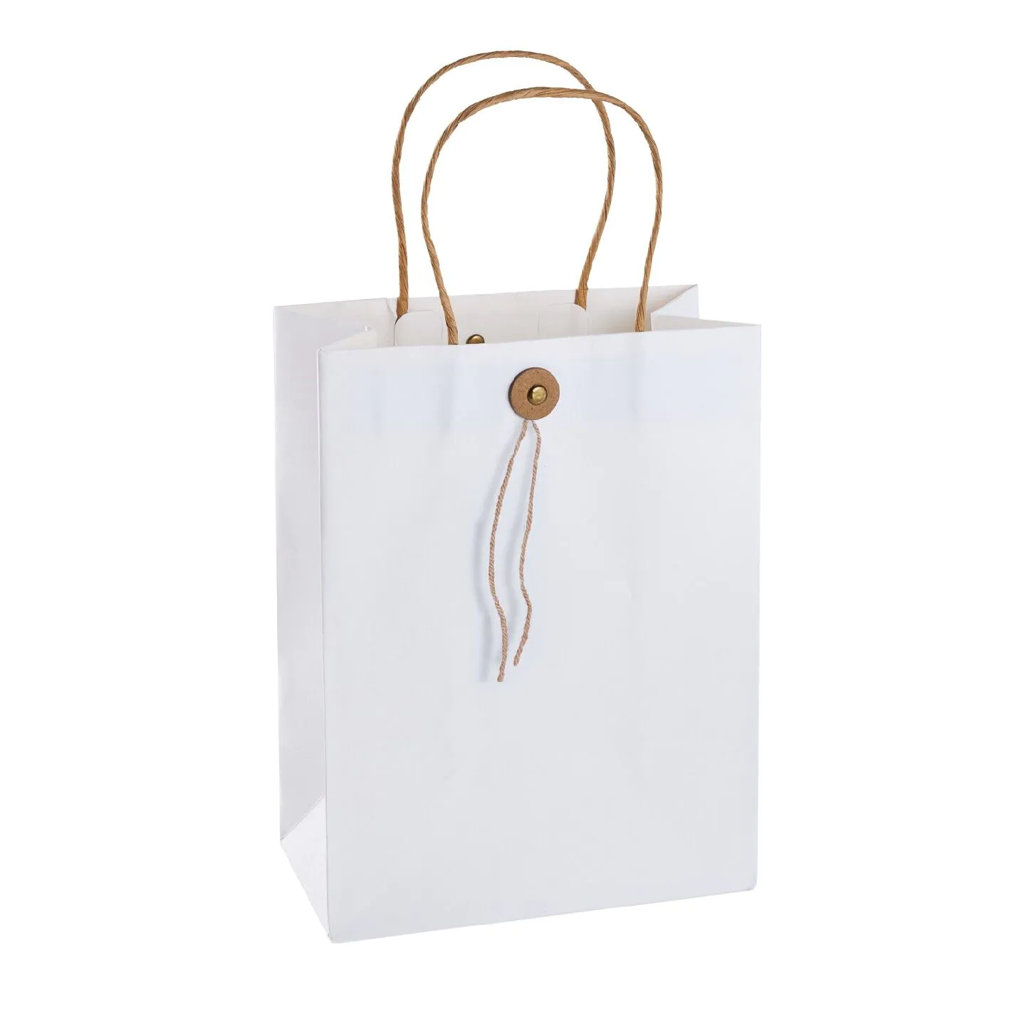 Geschenktüte mit Knopf, weiß, 17.5 x 23 cm