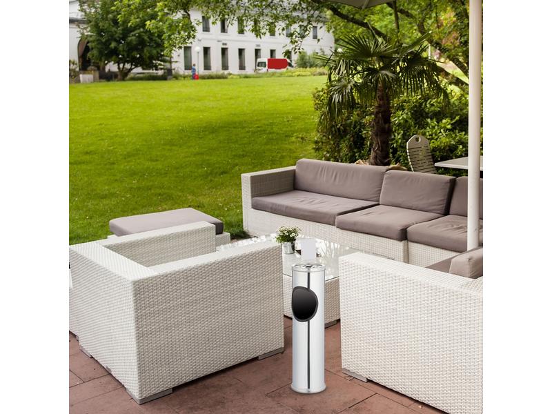relaxdays Standascher aus Edelstahl Silber Aschenbecher mit Abfalleimer