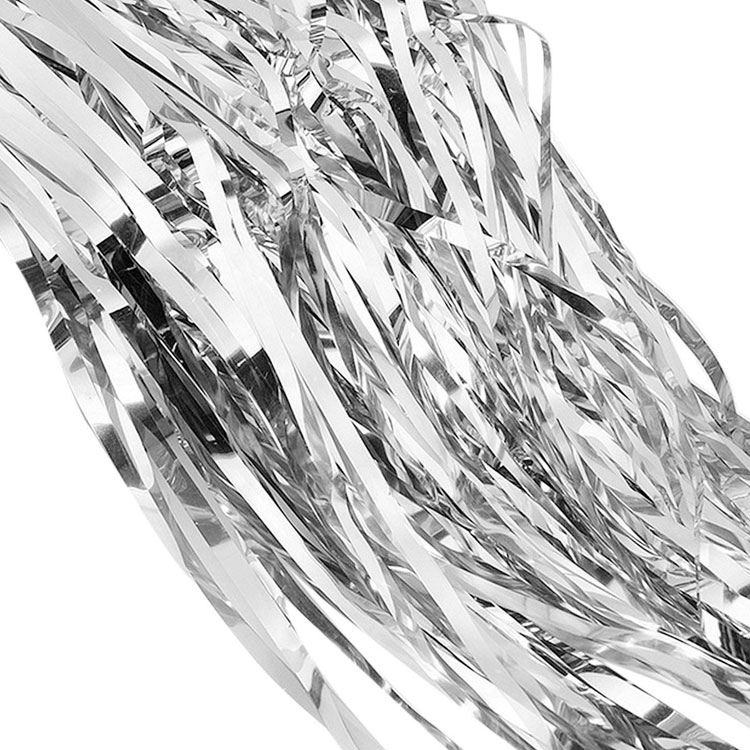(3x1m) Party Deko Metallic Lametta Vorhang Glänzender Fransen Vorhang Foto Hintergrund - Silber
