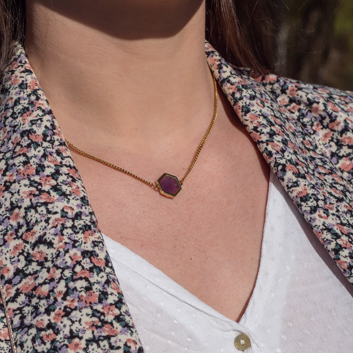 Collier Hexalia en pierres Améthyste