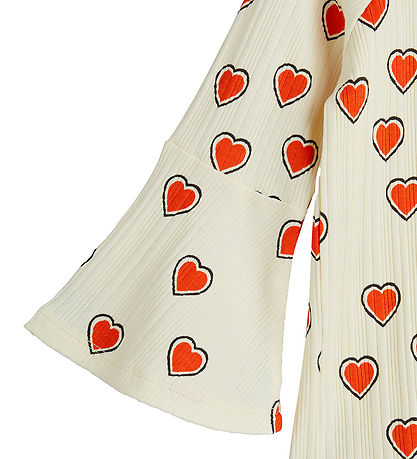 Mini Rodini Bluse - Rib - Offwhite m. Herzen