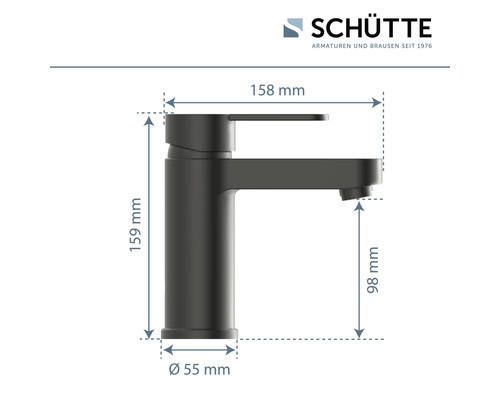 SCHÜTTE ELEPHANT wastafelkraan grafiet mat 34212