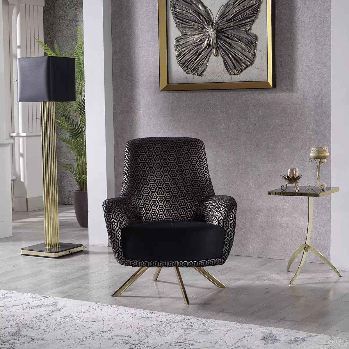 Sessel Sitten anthrazit,gold