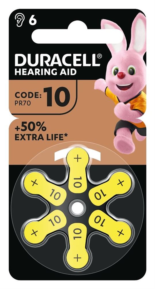 DURACELL Batterie EasyTab<br>6 Stück, Blister, 10 Zinc Air D6 1.4V