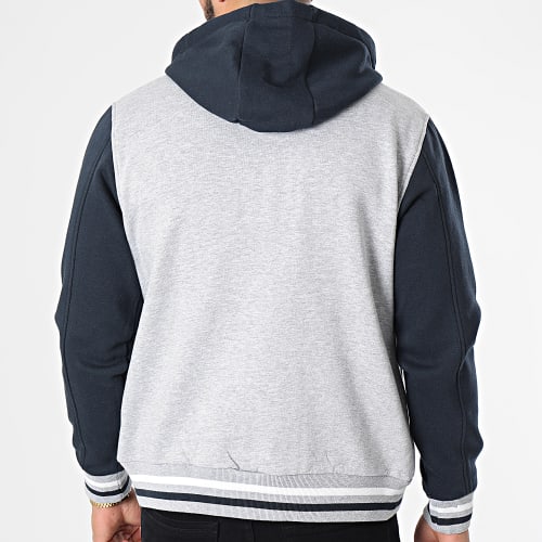 Veste Teddy A Capuche 4003 Gris Chiné Bleu Marine