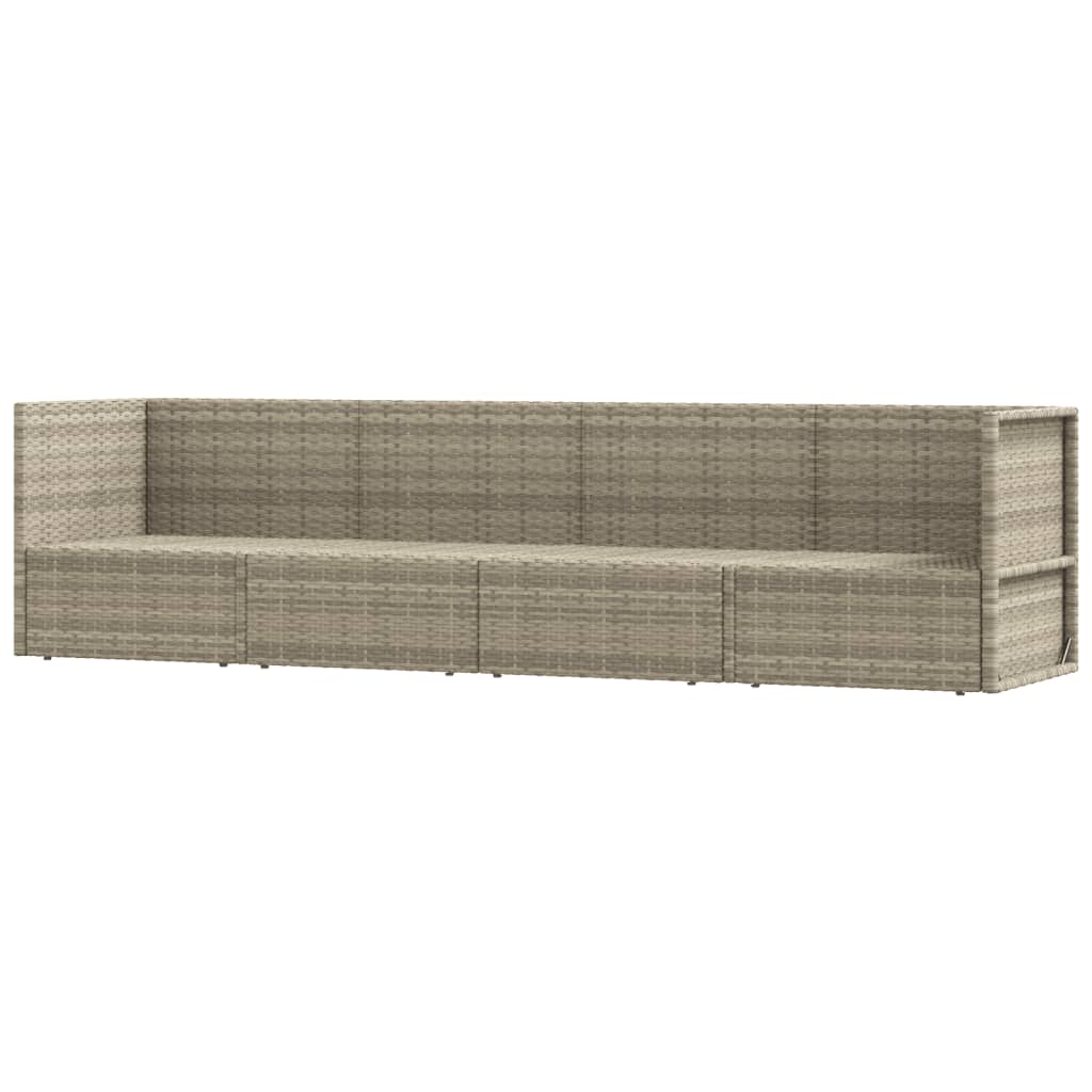 Salon de jardin meuble d'extérieur ensemble de mobilier 4 pièces avec coussins gris résine tressée