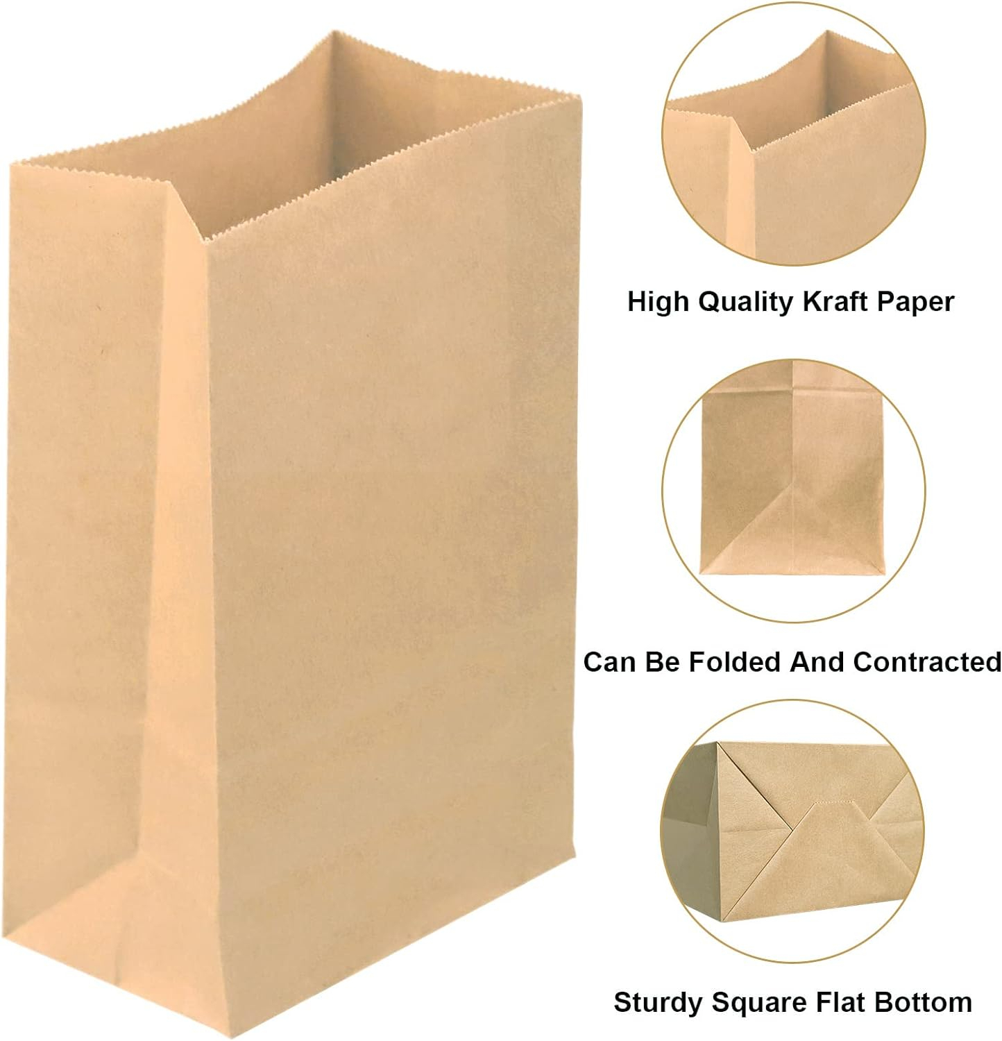 (50er Set) 21x12cm Kraftpapier Tüten Brottüten DIY Geschenktasche Food Bags Papiertüten - Braun