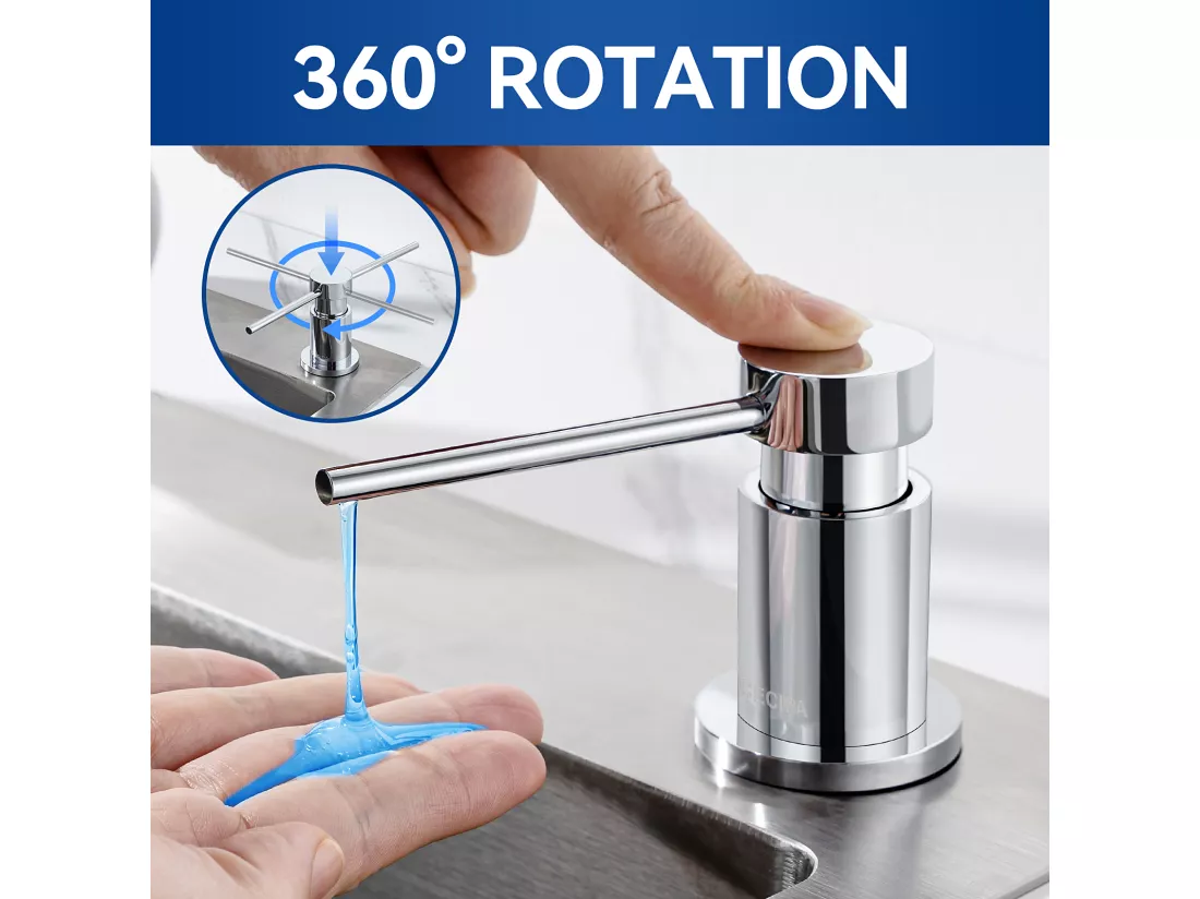 CECIPA MAX Distributeur de Savon de Cuisine - 300ML Distributeur de Savon pour Evier - Chromé!!!
