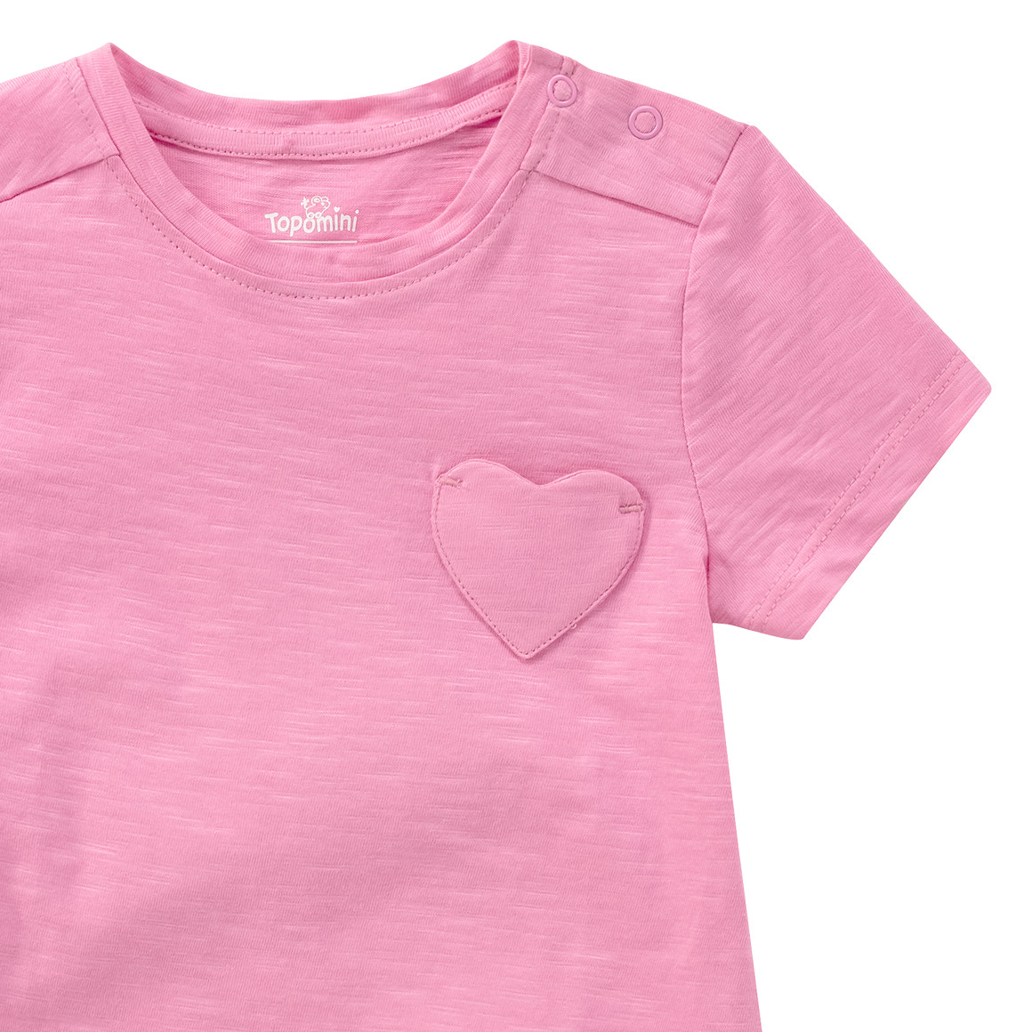 Topomini Baby T-Shirt mit Herz-Tasche rosa