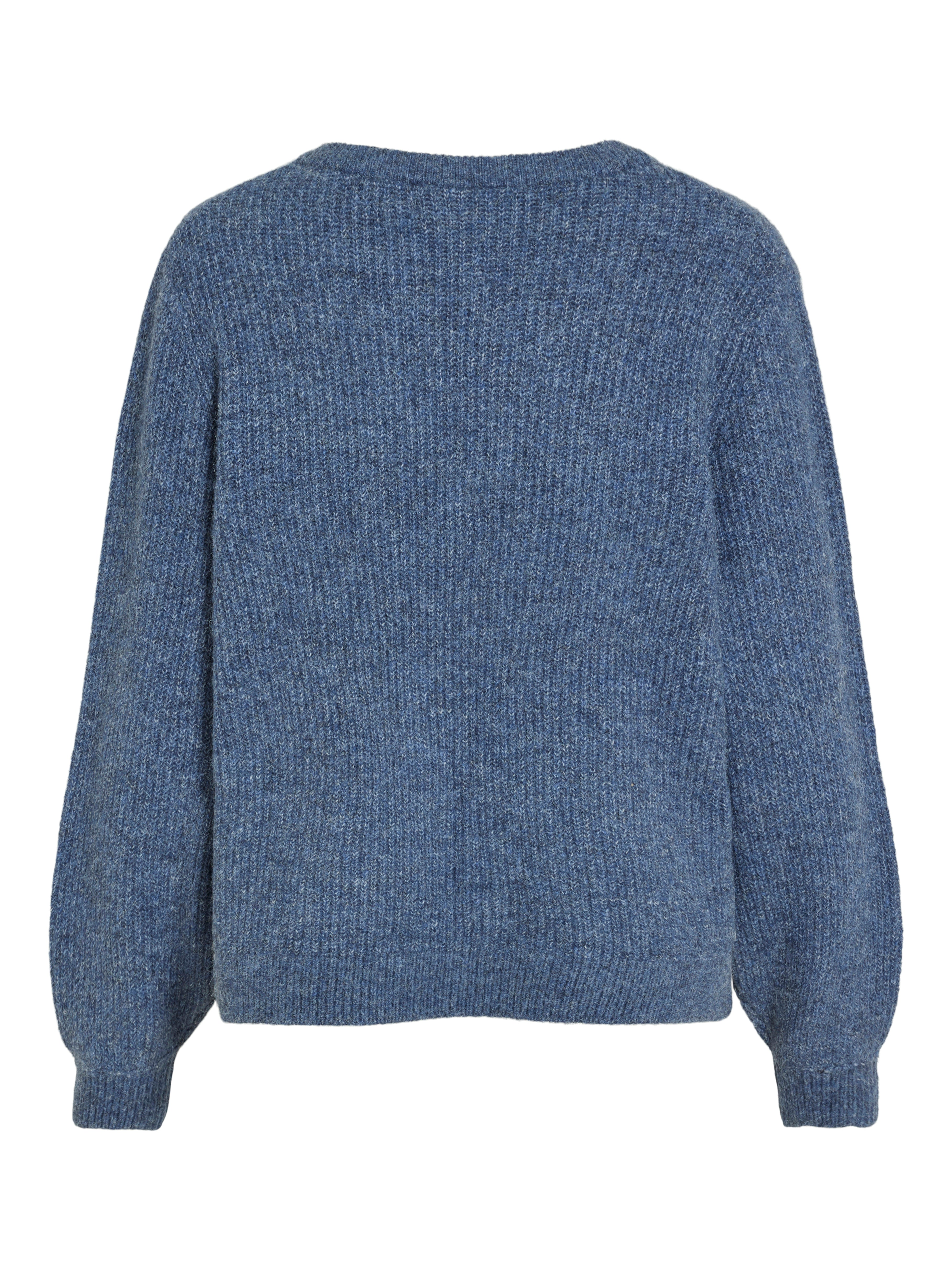 Vila  Vibeluna V-neck Rev L/S striktrøje - Bijou Blue