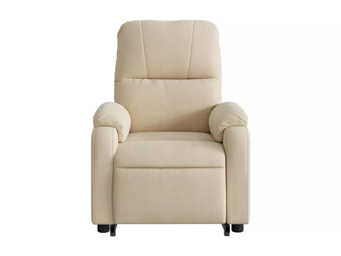 Fauteuil inclinable massant crème tissu microfibre