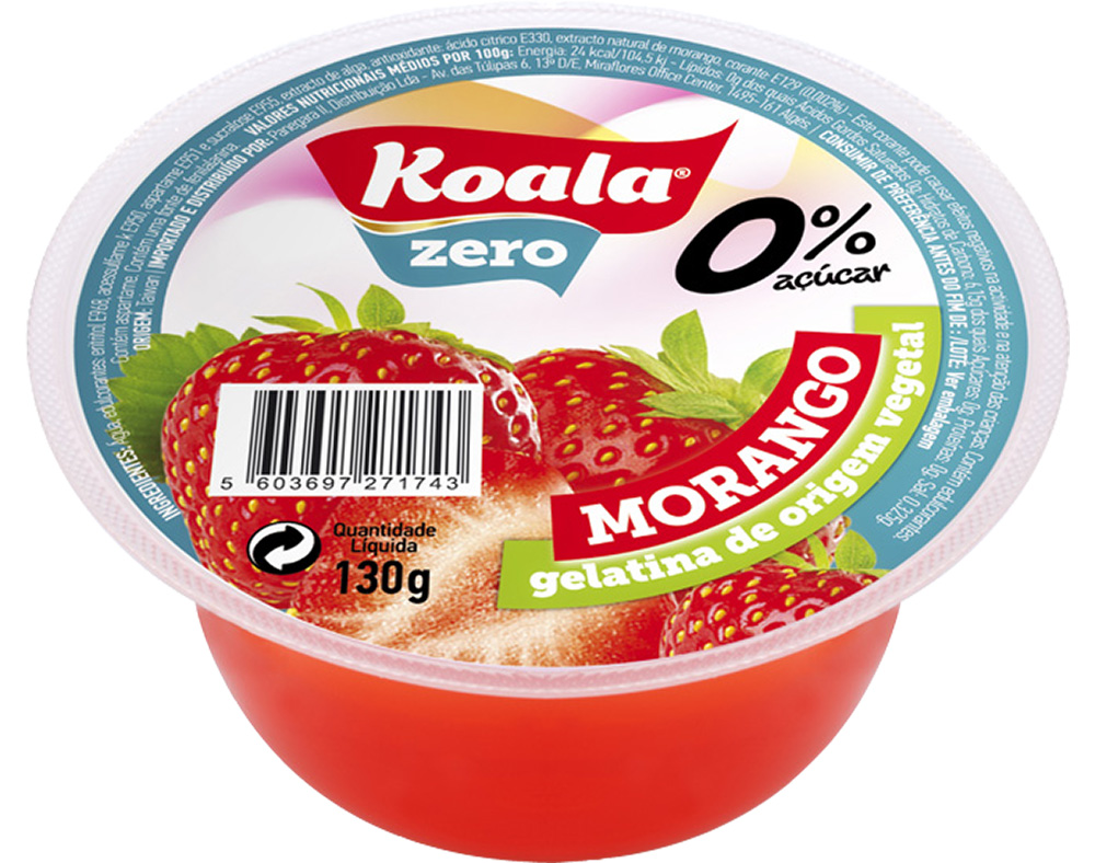 GELATINA KOALA ZERO DE MORANGO 130G