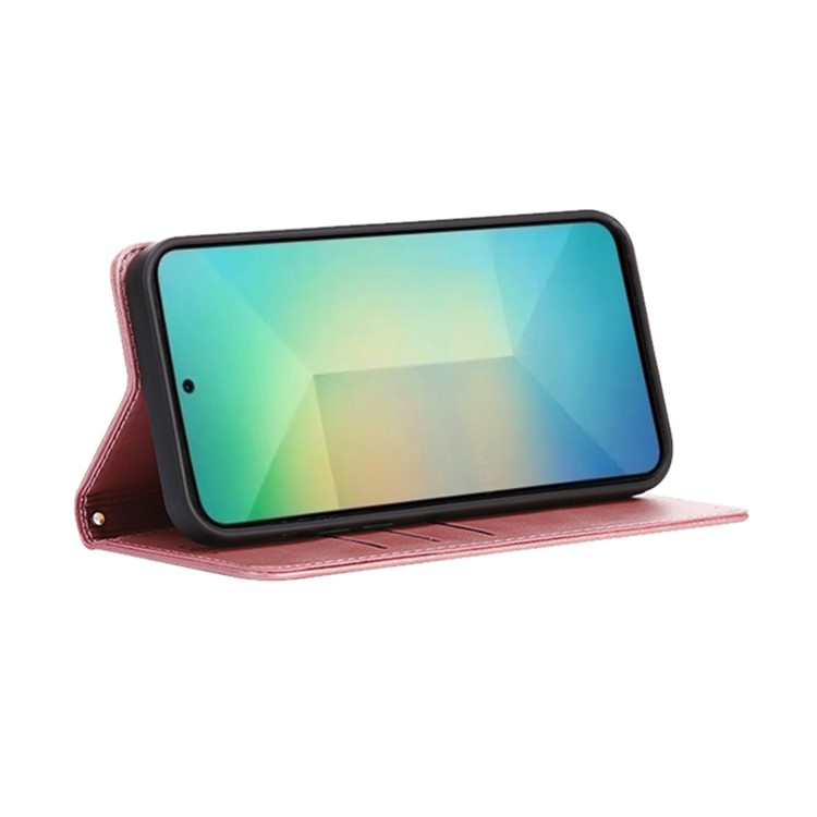 Samsung Galaxy S24 Leder Tasche Flip Cover mit Kartenfächer im Vintage Look - Roségold