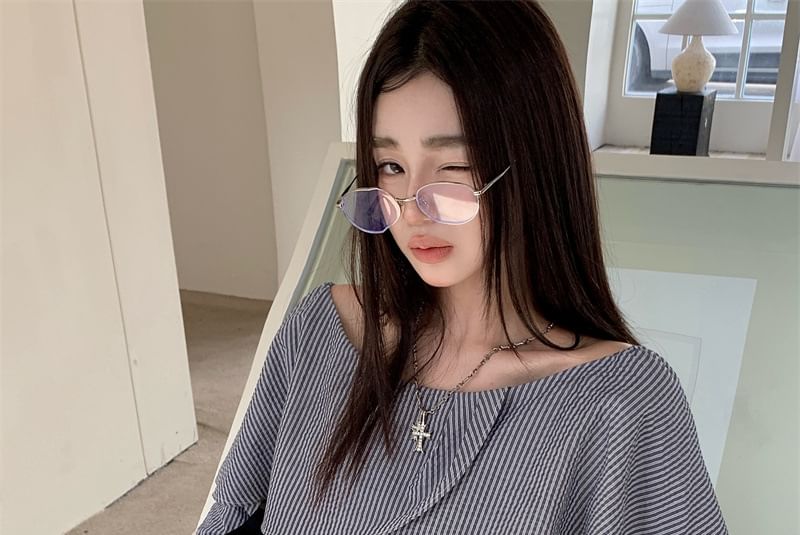 haruokiea - Blouse met lange mouwen, strepen en split aan de achterkant