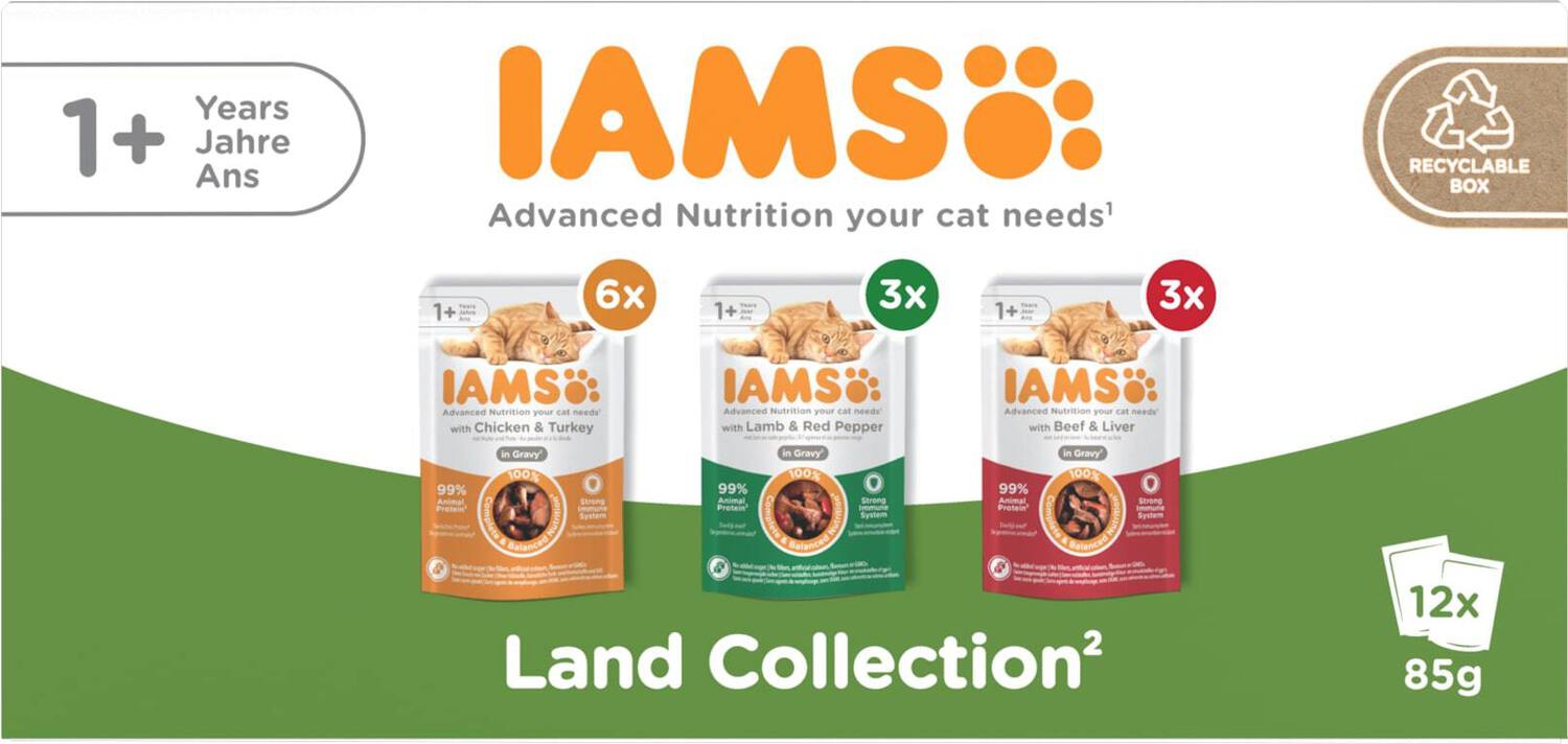 IAMS Delights natvoer Land Collection Gravy adult 85 g 12 stuks