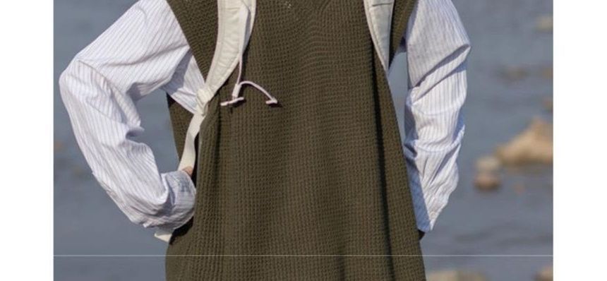 Adotuastic - V-hals effen wafel oversized trui vest