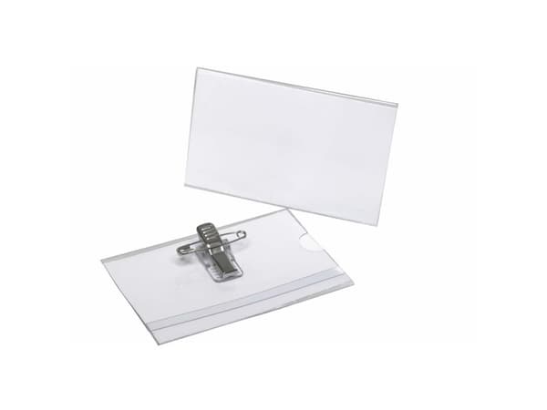 Kongresmærker Bantex m/nål og klemme 55x90 mm - (50 stk.)
