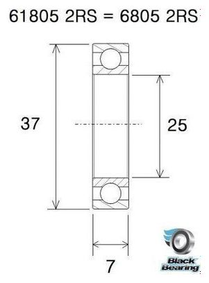 Roulement B5 - BLACKBEARING - 61805-2rs / 6805-2rs