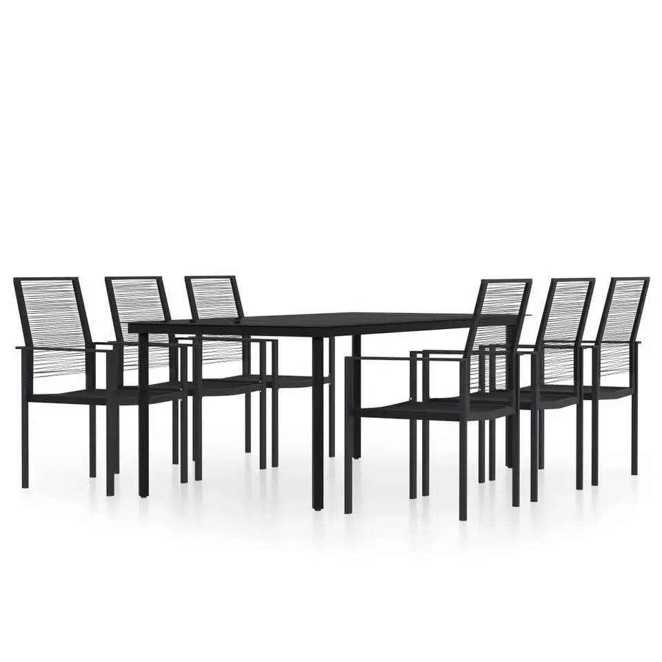 vidaXL - Tuinset zwart PVC rattan en staal - 200x100 cm - 7 stuks