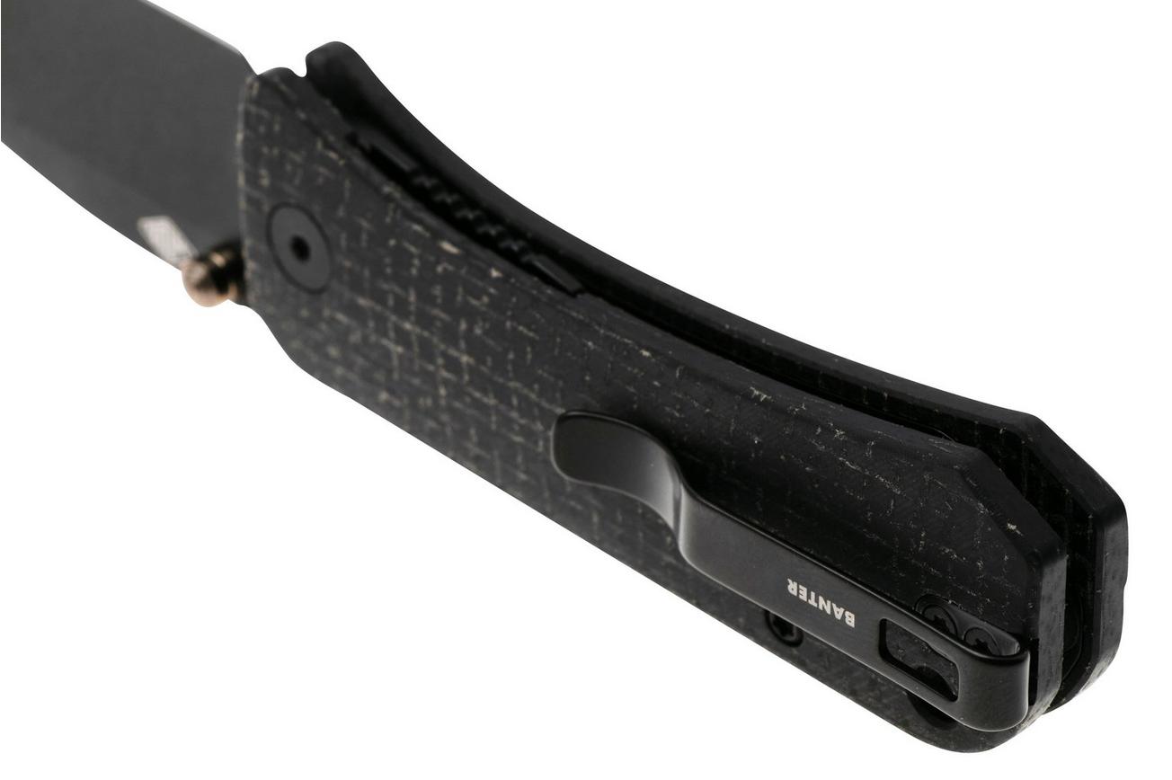 WE Knife Banter Wharncliffe WE19068J-1 Blackwashed CPM S35VN, Black Burlap Micarta, zakmes, Ben Petersen design