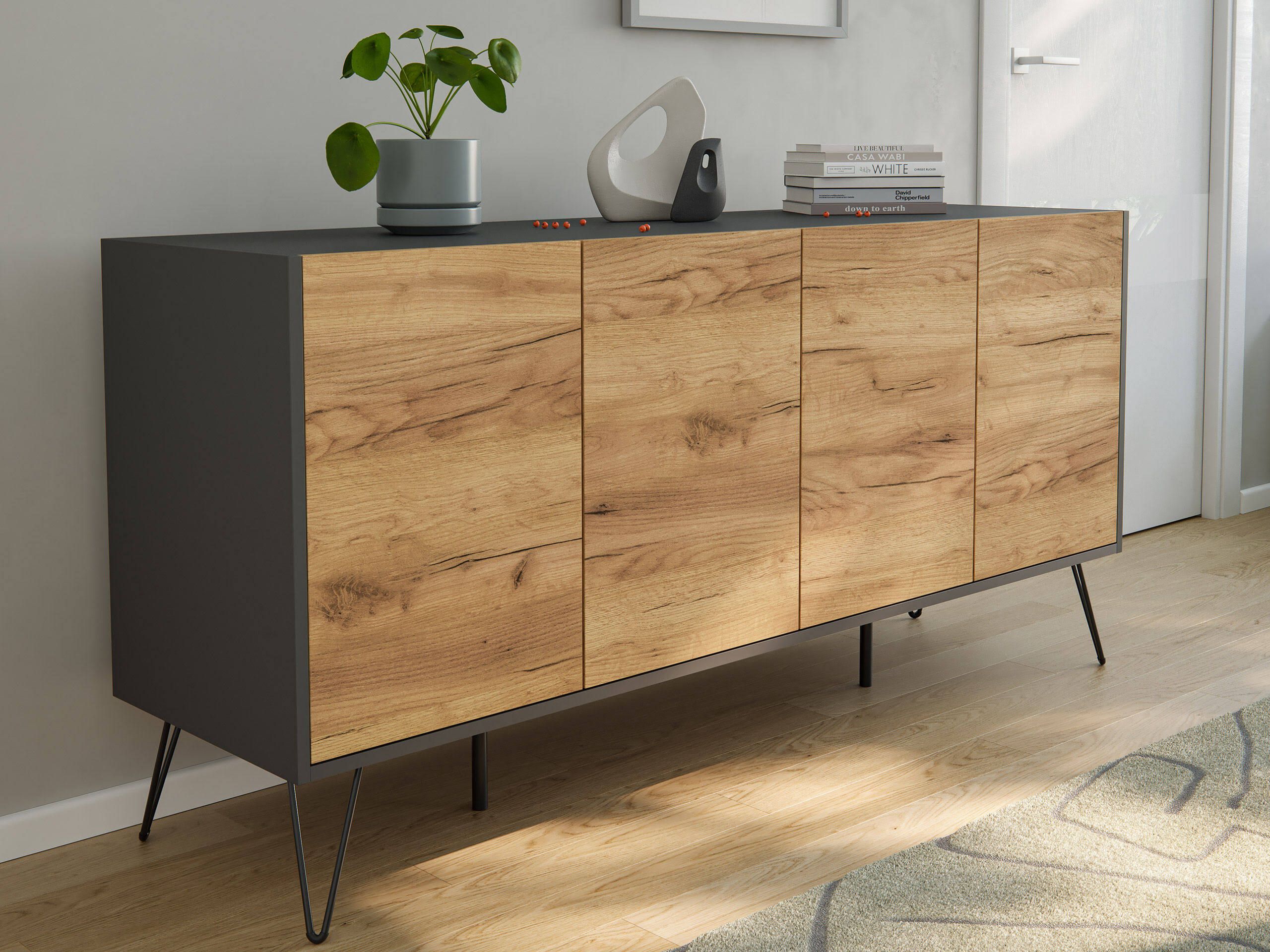 magnolia home Raumwunder XL Sideboard Kommode Maxim 155cm stehend 4 Türen Eiche