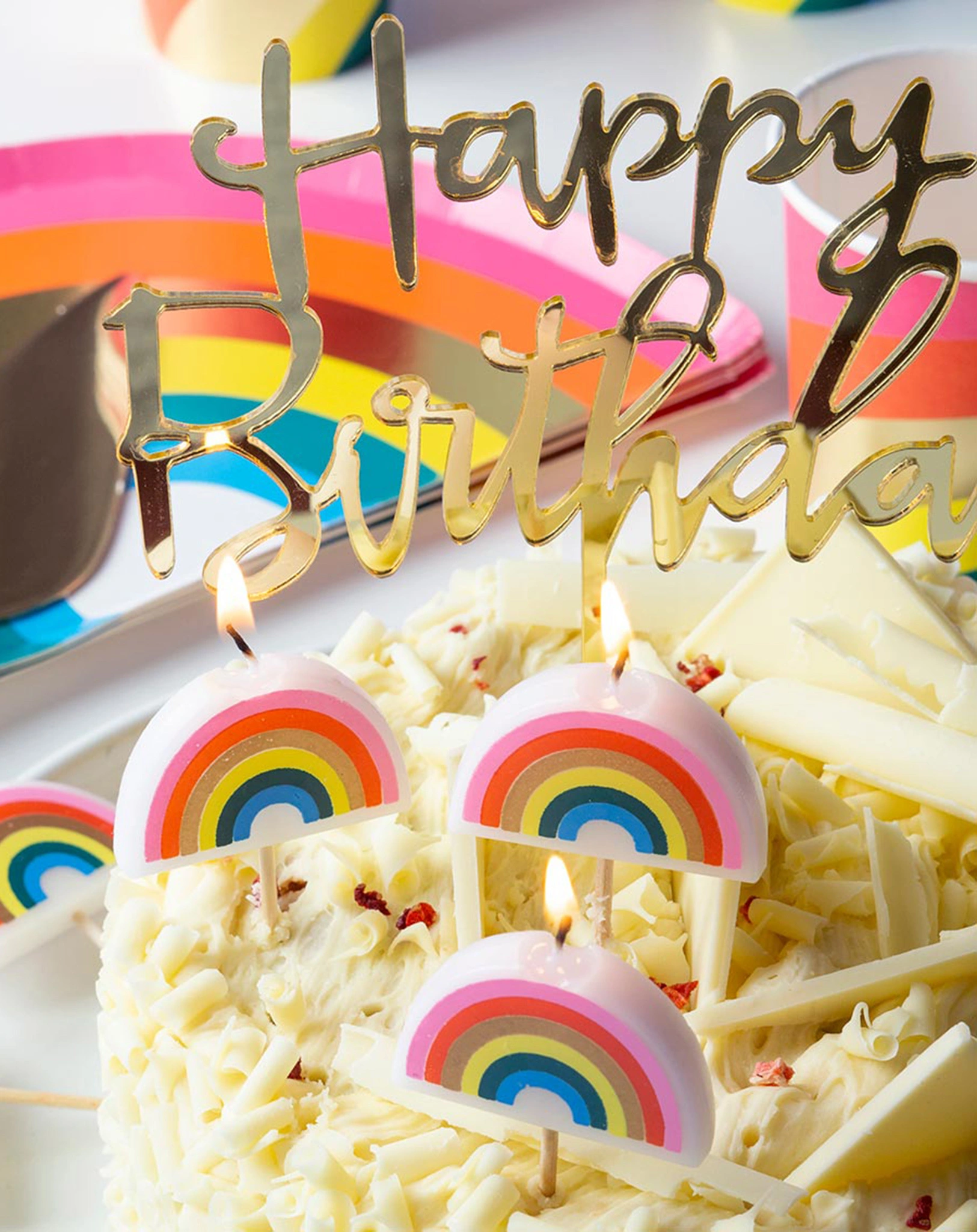 Kuchenkerzen RAINBOW SHAPES 5er Pack