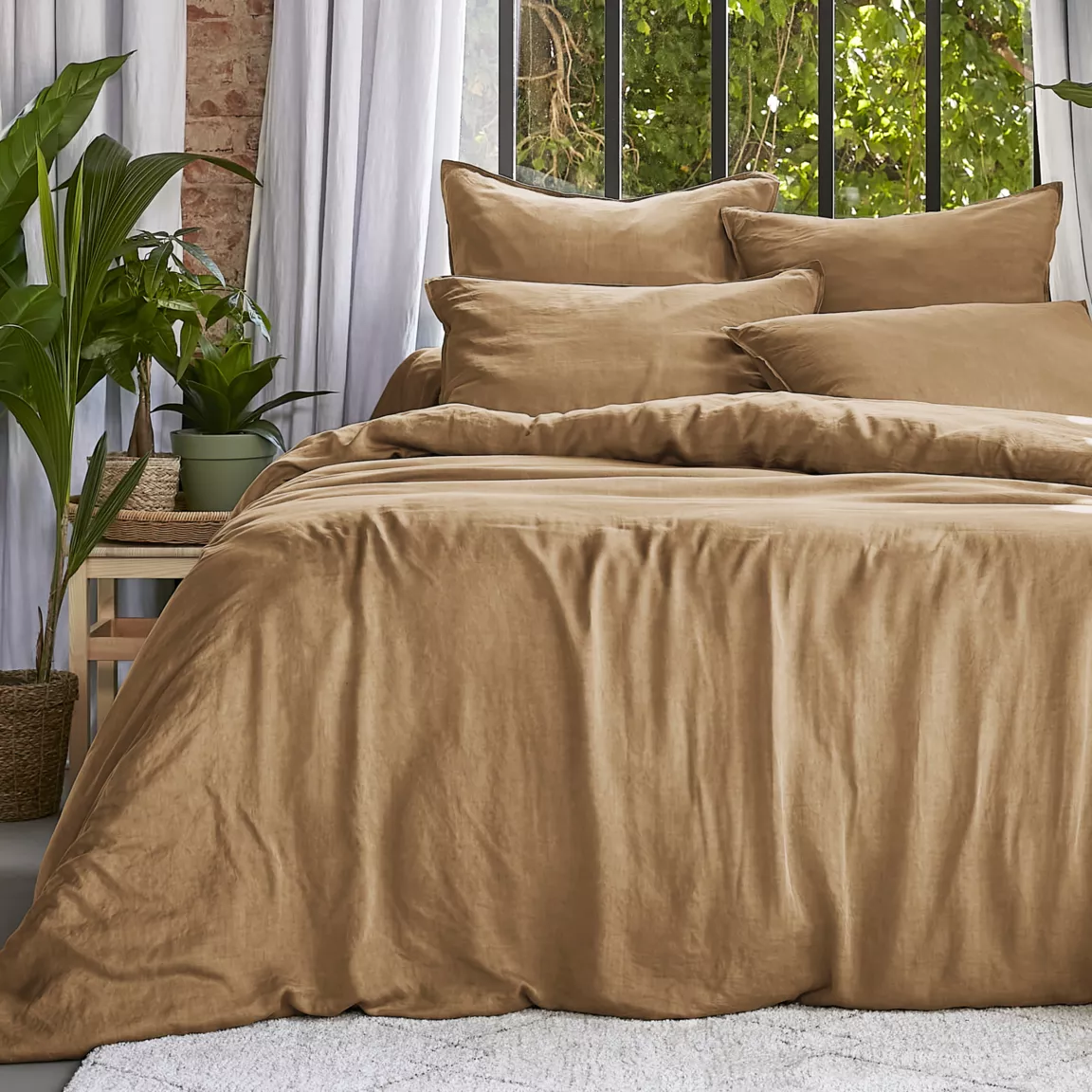 Housse de couette lyocell Tencel™ lavé (280 x 240 cm) Olivia Camel