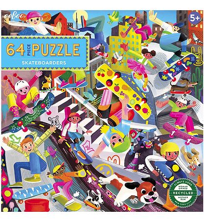 Eeboo Puzzlespiel - 64 Teile - 38x38 cm - Skateboarders