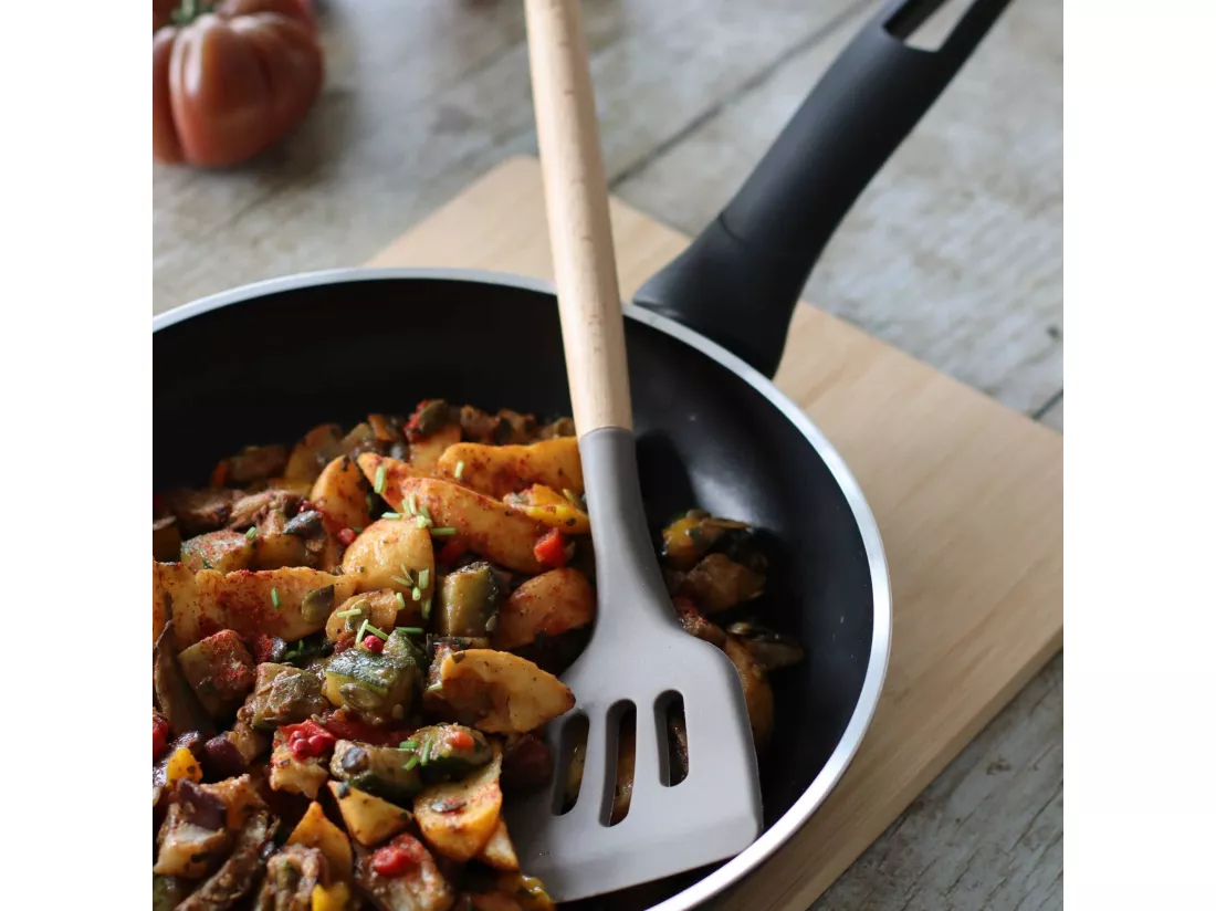 Menastyl - Spatule Ajouree Eliott En Silicone Avec Manche En Bois De Hetre