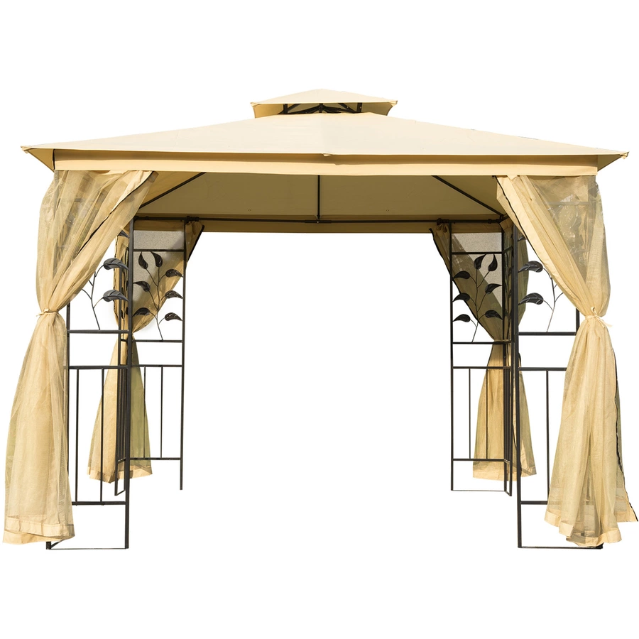 Outsunny Luxus Pavillon mit wasserabweisenden Dach gelb, schwarz