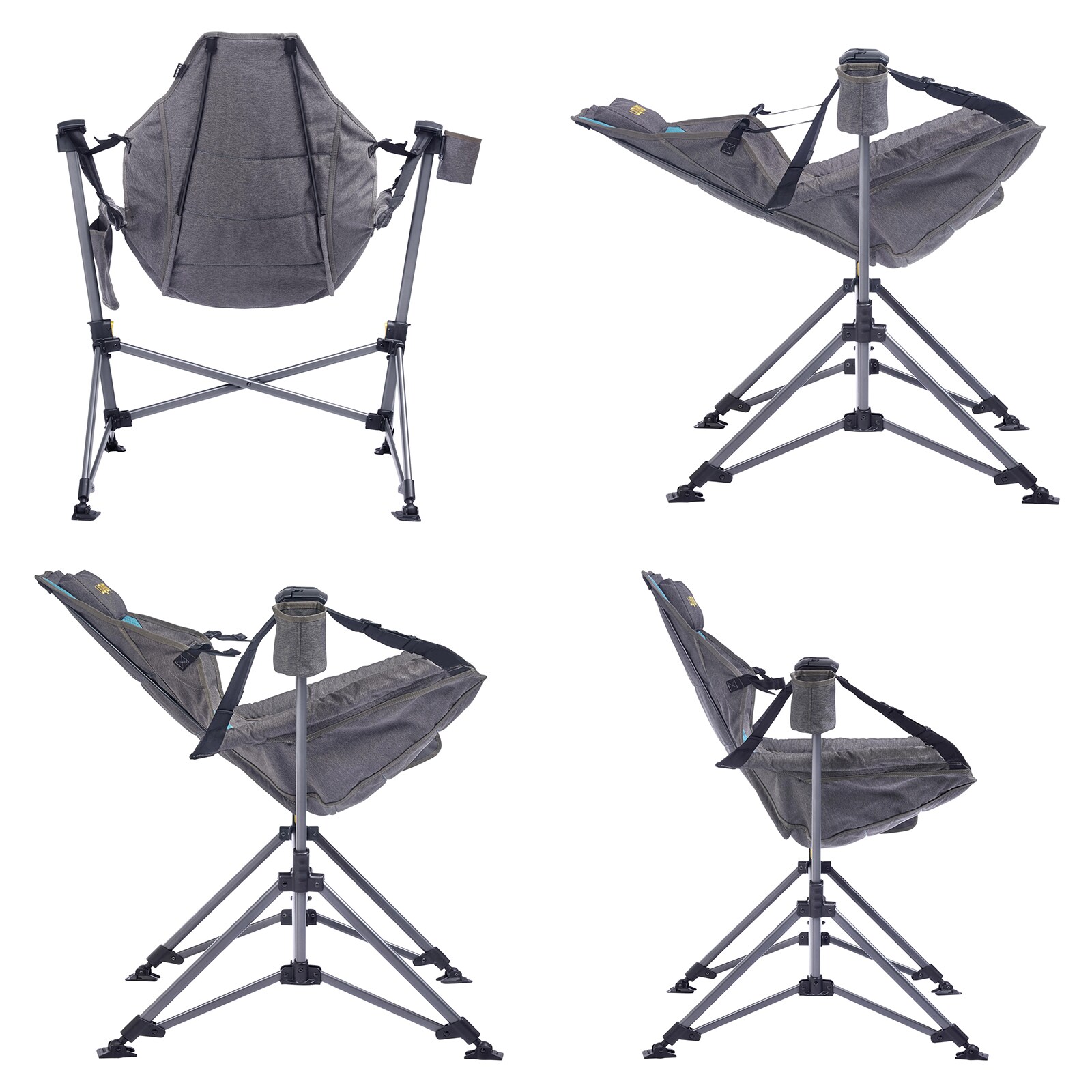 UQUIP Campingstuhl Rocky 2.0 Strandstuhl Schaukelstuhl Hänge Sessel Klappstuhl Farbe: Petrol/grey