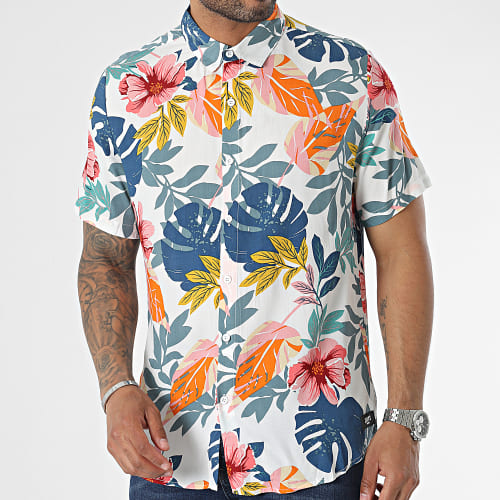 Chemise Manches Courtes Blanc Floral