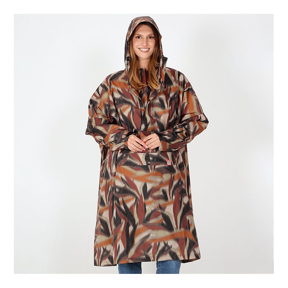 After Essentials RAIN IKAT - Poncho marron