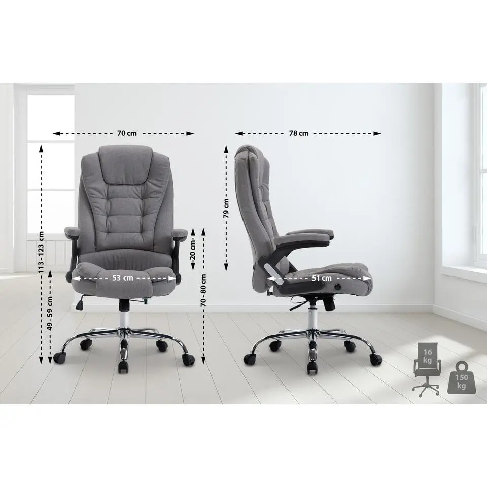 CLP Bureaustoel Thor chroom Frame - Stof - grijs