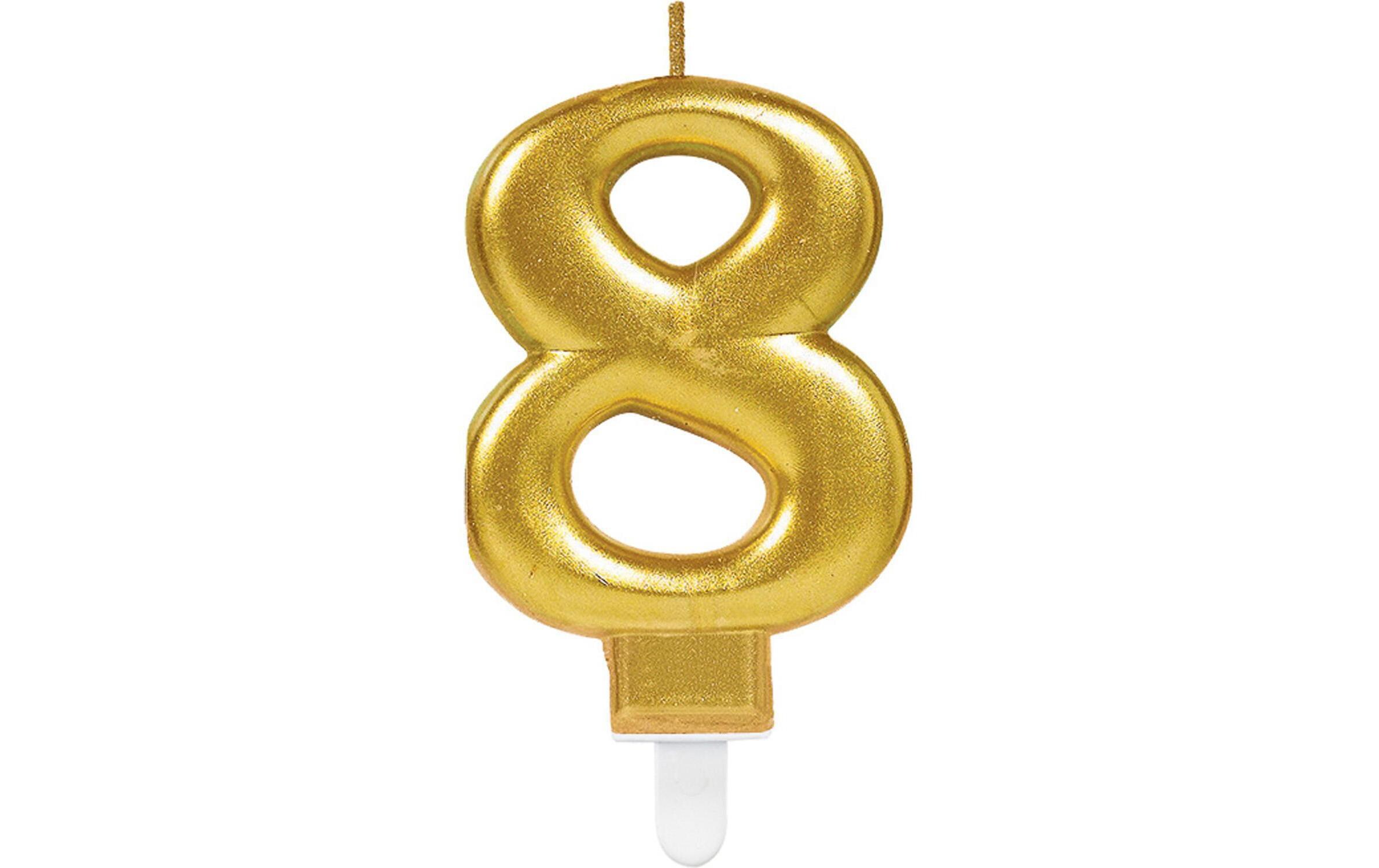 Zahlenkerze Nummer 8, 1 StückGoldene Geburtstagskerze