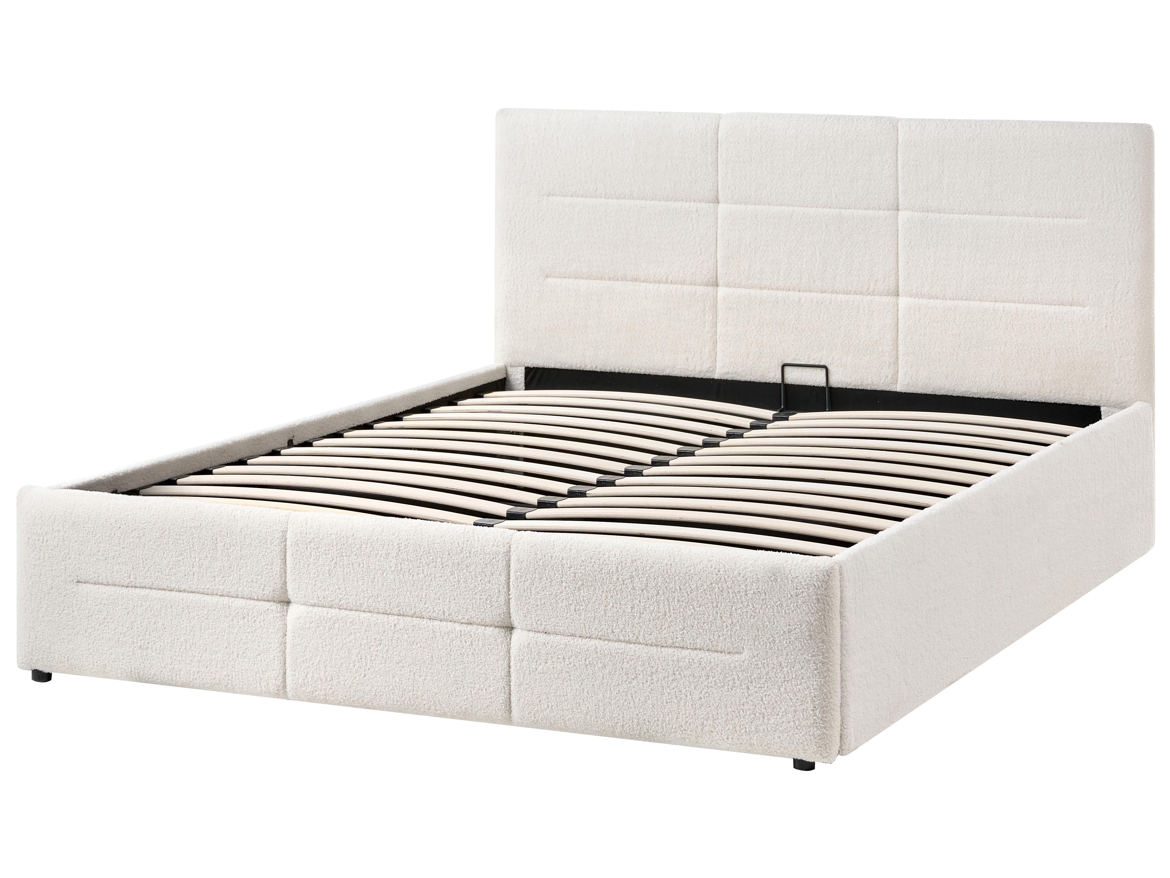 Bed met opbergruimte Bouclé MASSOGNES 140 x 200 cm Gebroken wit
