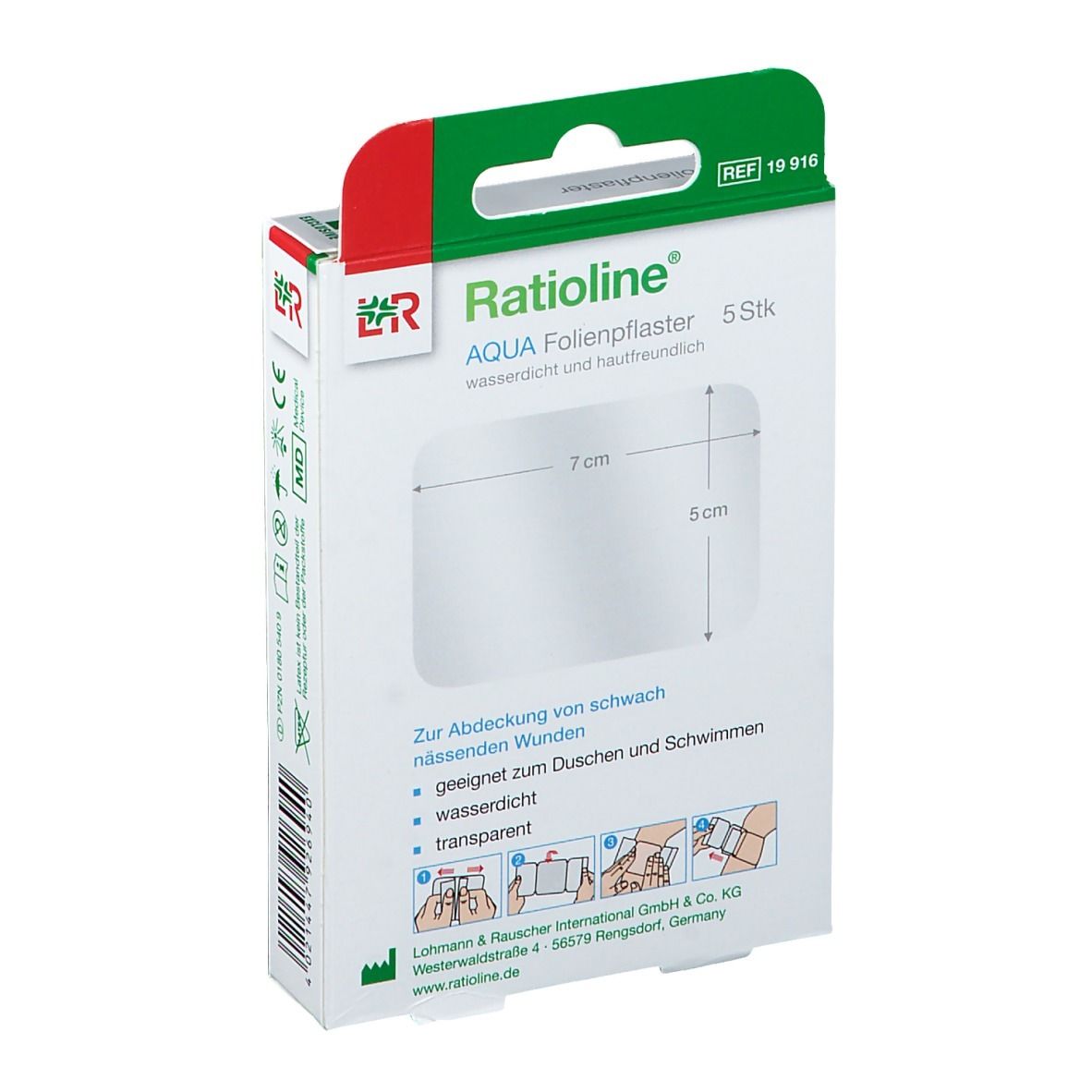 Ratioline® aqua Transparentes Duschpflaster 5 x 7 cm