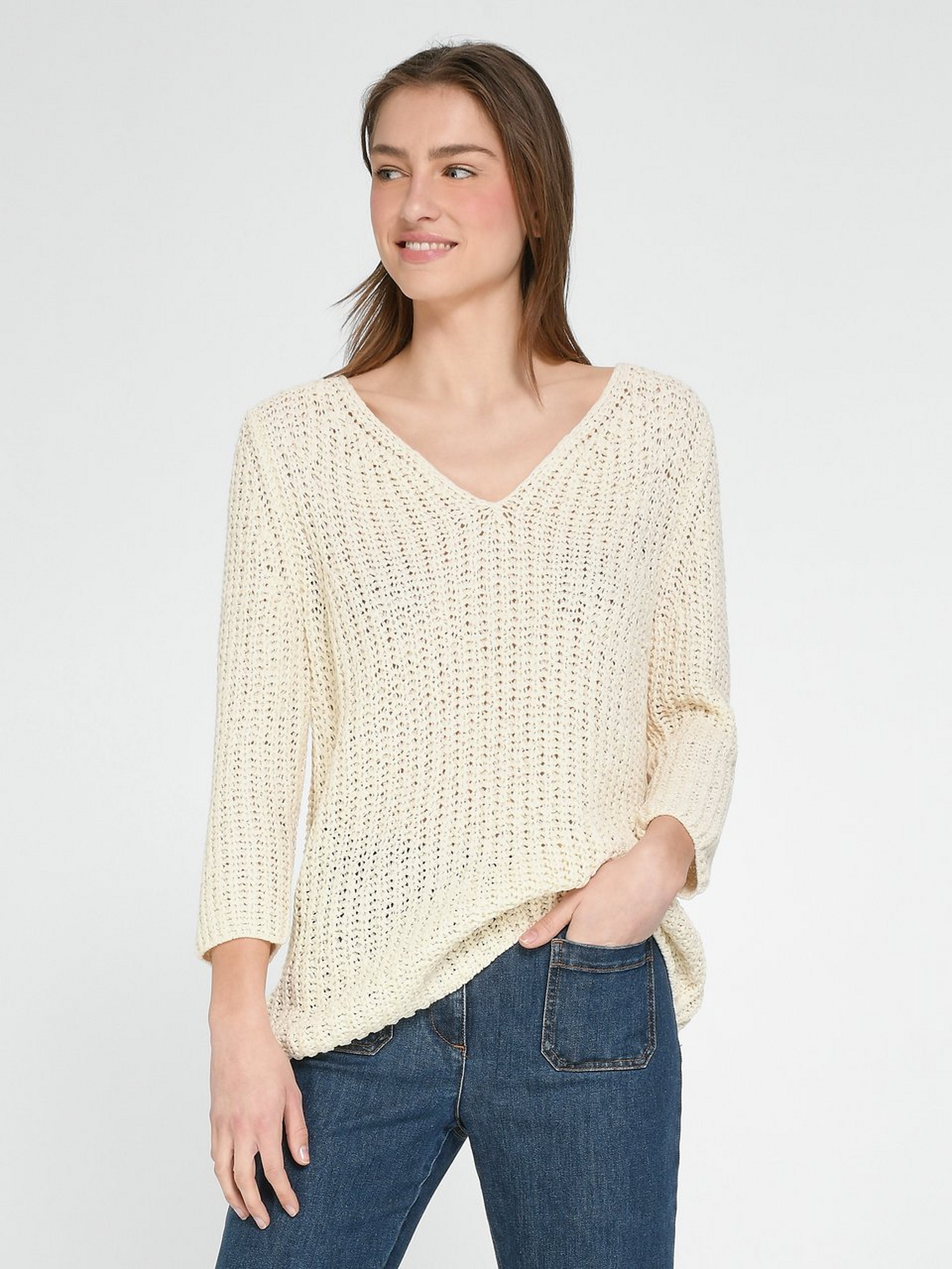 V-Pullover mit 3/4-Arm