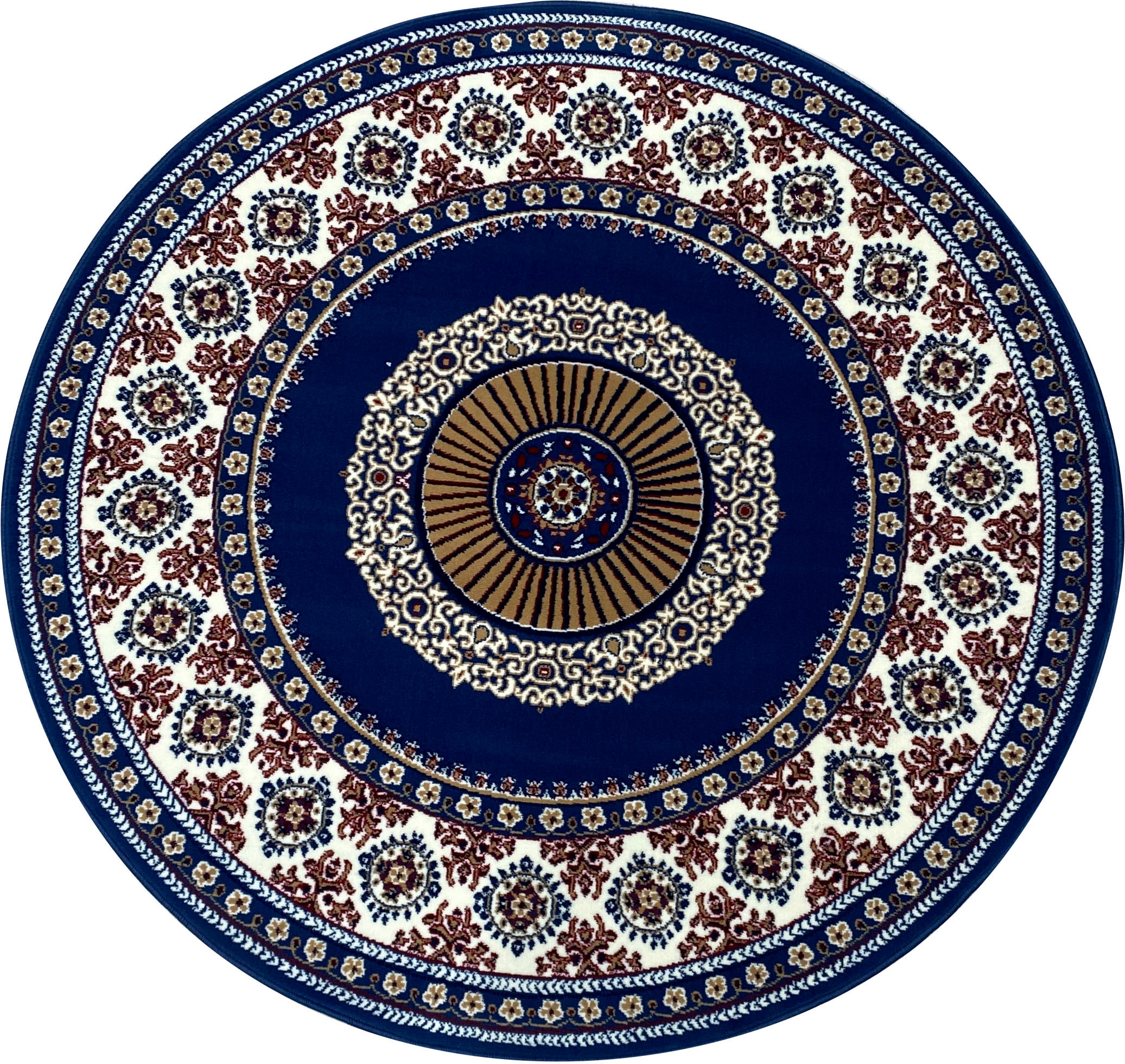 my home Teppich »Shari, Made in Belgium« rund 7 mm Höhe Orient-Dekor, mit Bordüre, Kurzflor, weich, pflegeleicht, elegant