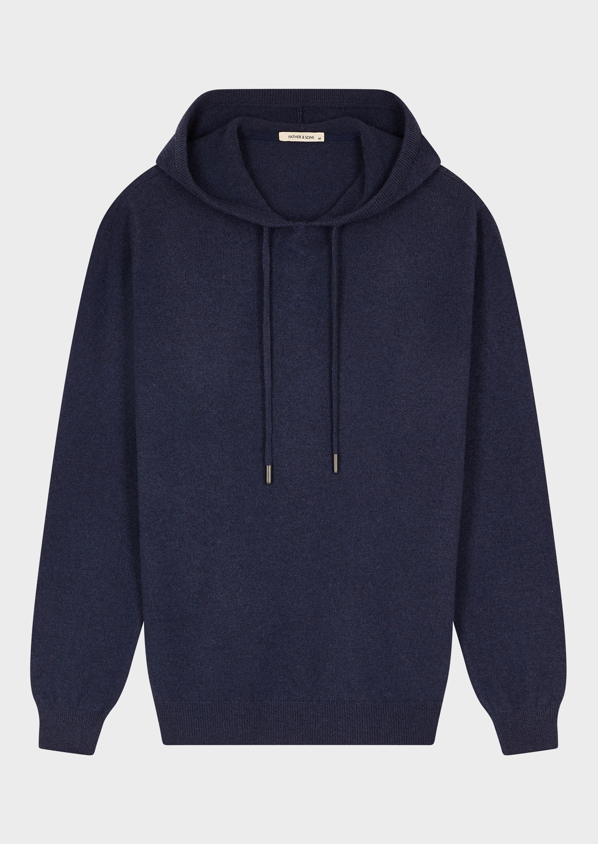 Pull à capuche en cachemire et laine unis bleu indigo