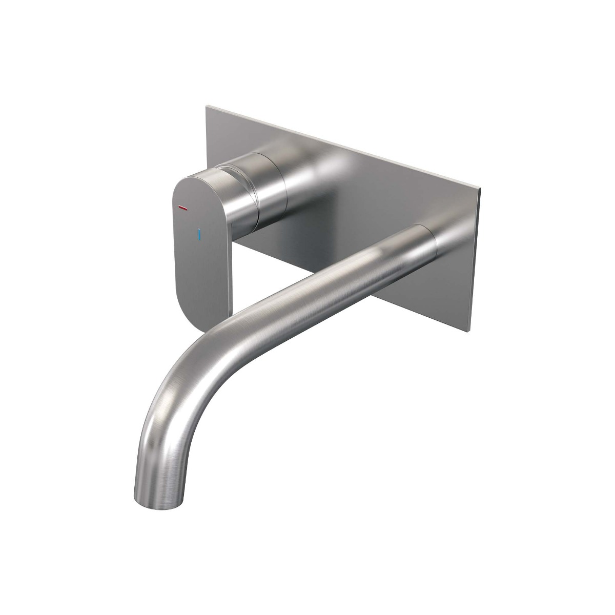 Brauer Brushed Edition ColdStart wastafelkraan inbouw gebogen uitloop met achterplaat model C2 RVS geborsteld PVD