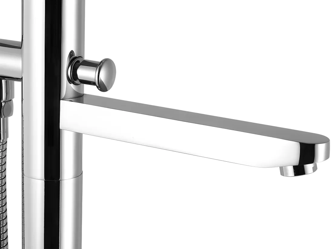 Ensemble baignoire semi îlot blanche 245L + robinet mitigeur sur pied DIVINA