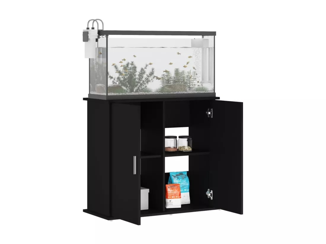 Support pour aquarium noir 81x36x73 cm bois d'ingénierie
