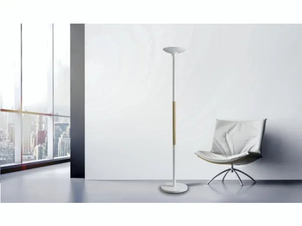 Unilux Pryska LED Uplight gulvlampe – hvid/træ