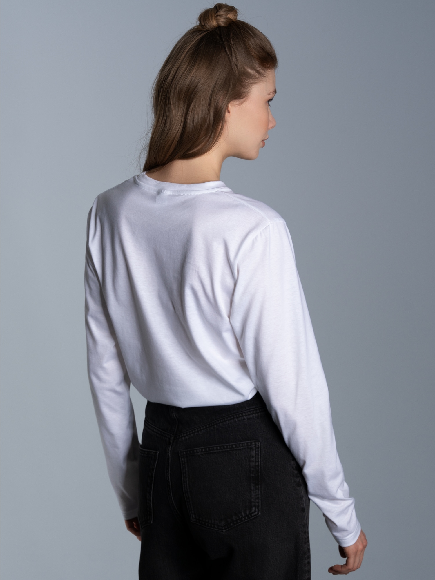 Langarmshirt aus 100% Baumwolle Weiss