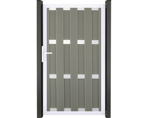Enkele poort GroJa Merano DIN links voorgemonteerd zonder paalframe zilver 100 x 180 cm lichtgrijs