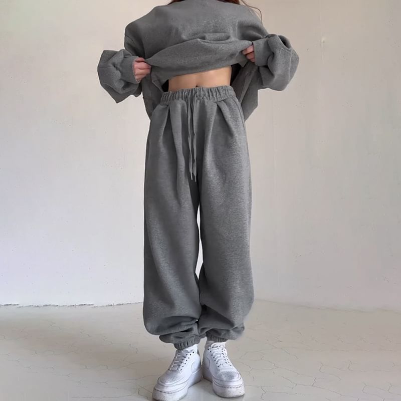 Cincine - Melange baggy joggingbroek met trekkoord in de taille