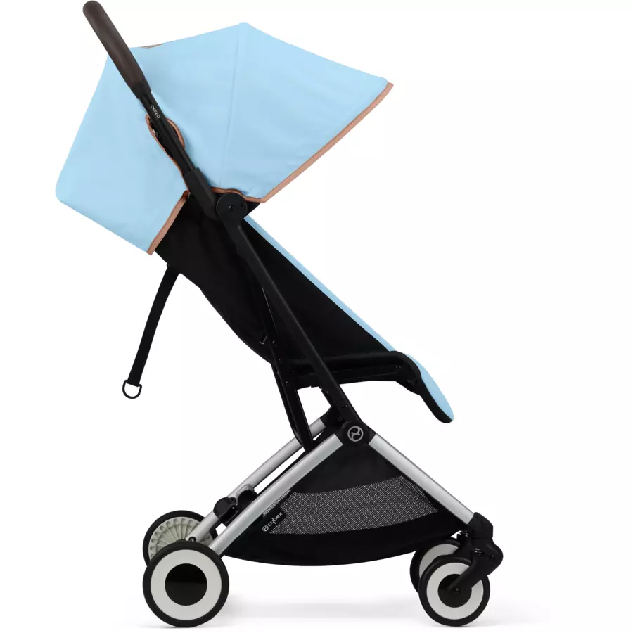 cybex GOLD Kinderwagen Orfeo Silver Beach Blue inklusive Babyschale Cloud G i-Size Moon Black mit Babyschale und Adapter